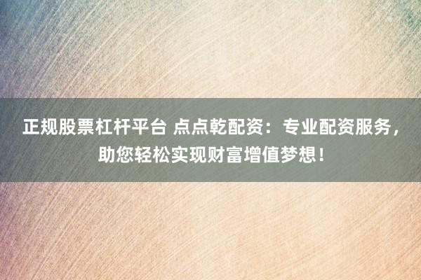 正规股票杠杆平台 点点乾配资：专业配资服务，助您轻松实现财富增值梦想！