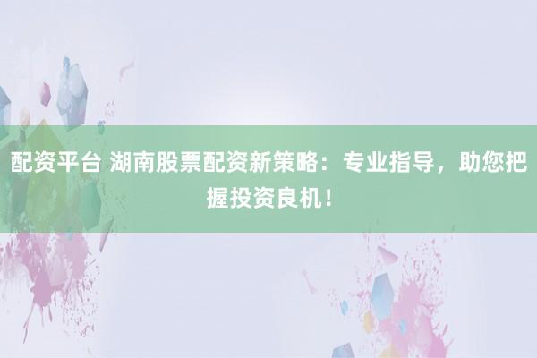 配资平台 湖南股票配资新策略：专业指导，助您把握投资良机！
