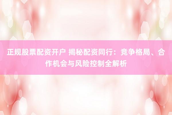 正规股票配资开户 揭秘配资同行：竞争格局、合作机会与风险控制全解析
