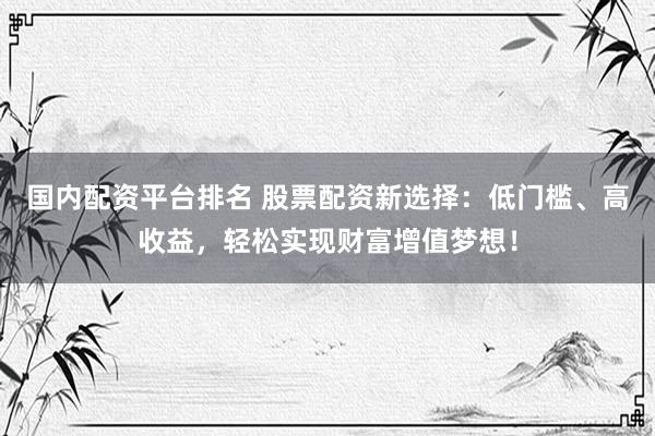 国内配资平台排名 股票配资新选择：低门槛、高收益，轻松实现财富增值梦想！