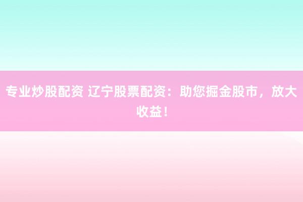 专业炒股配资 辽宁股票配资：助您掘金股市，放大收益！