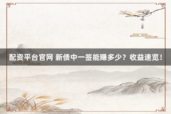 配资平台官网 新债中一签能赚多少？收益速览！