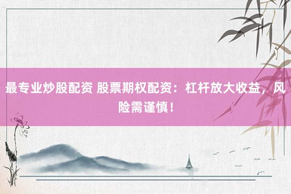 最专业炒股配资 股票期权配资：杠杆放大收益，风险需谨慎！