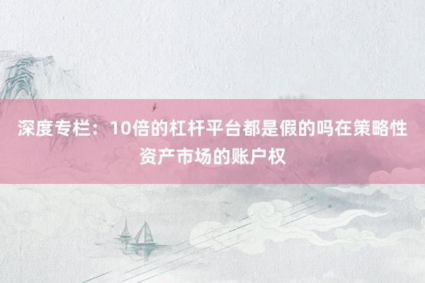 深度专栏：10倍的杠杆平台都是假的吗在策略性资产市场的账户权