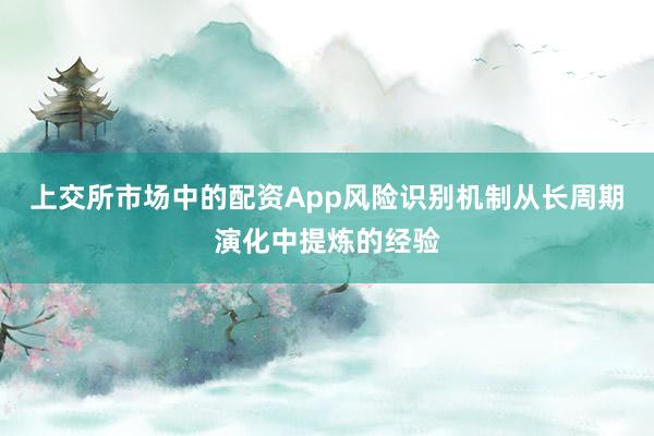 上交所市场中的配资App风险识别机制从长周期演化中提炼的经验