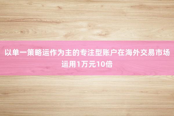 以单一策略运作为主的专注型账户在海外交易市场运用1万元10倍
