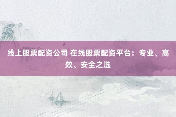 线上股票配资公司 在线股票配资平台：专业、高效、安全之选
