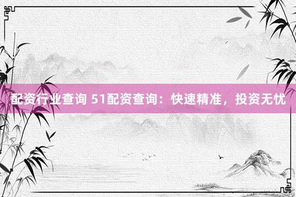 配资行业查询 51配资查询:快速精准,投资无忧
