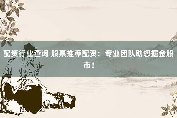 配资行业查询 股票推荐配资：专业团队助您掘金股市！