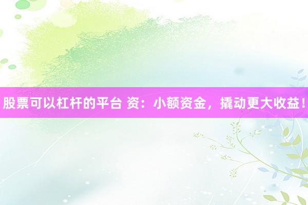 股票可以杠杆的平台 资：小额资金，撬动更大收益！
